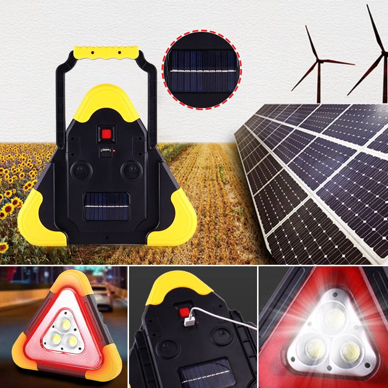 2-i-1 LED-varseltrekant med solenergi