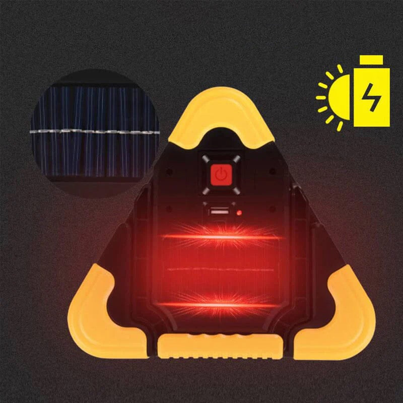 2-i-1 LED-varseltrekant med solenergi