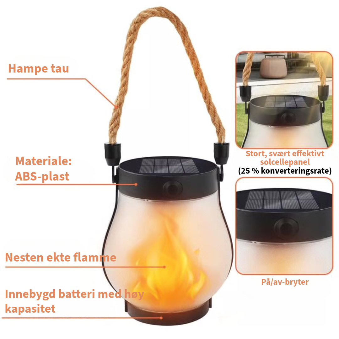 dansende flammer solenergi lanterne