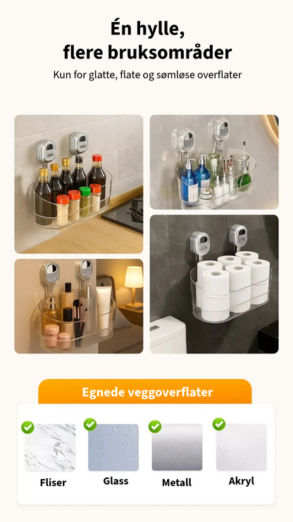 Oppbevaringshylle med sugekopp
