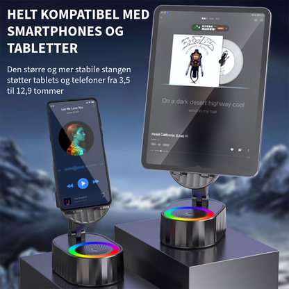 Telefonstativ med innebygd høyttaler og powerbank