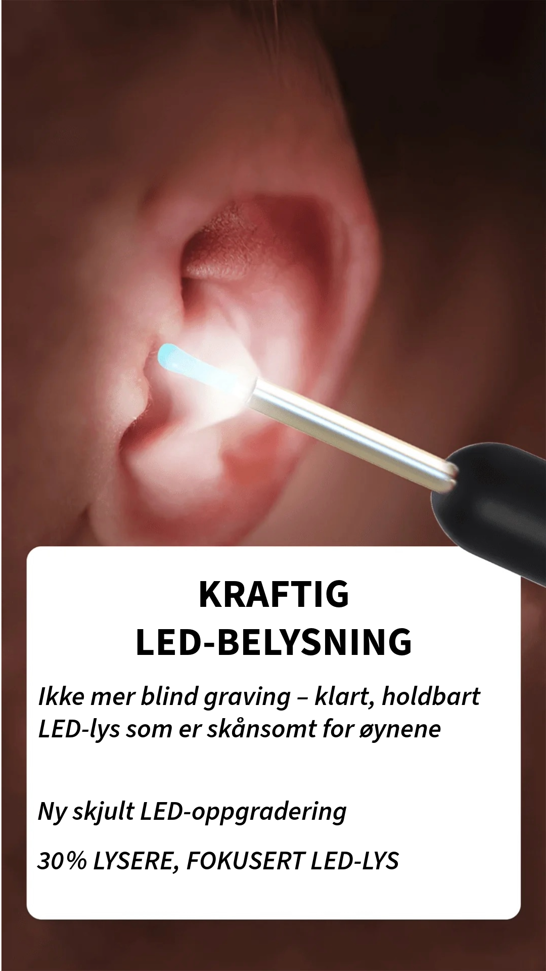 Profesjonell ørevoksfjerner med kamera