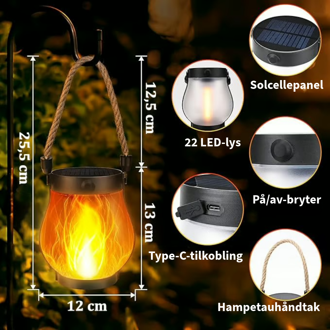 dansende flammer solenergi lanterne