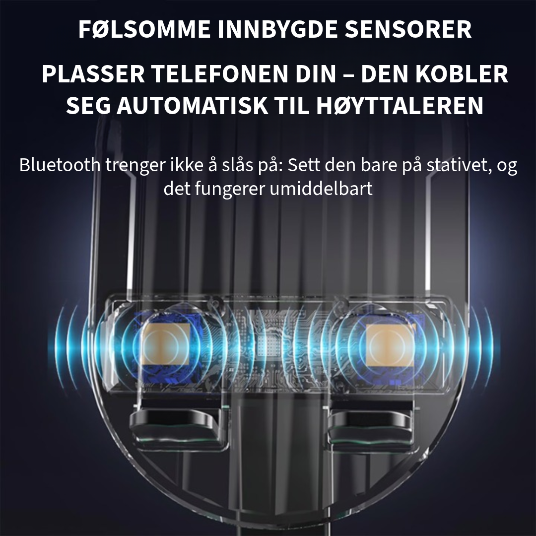 Telefonstativ med innebygd høyttaler og powerbank