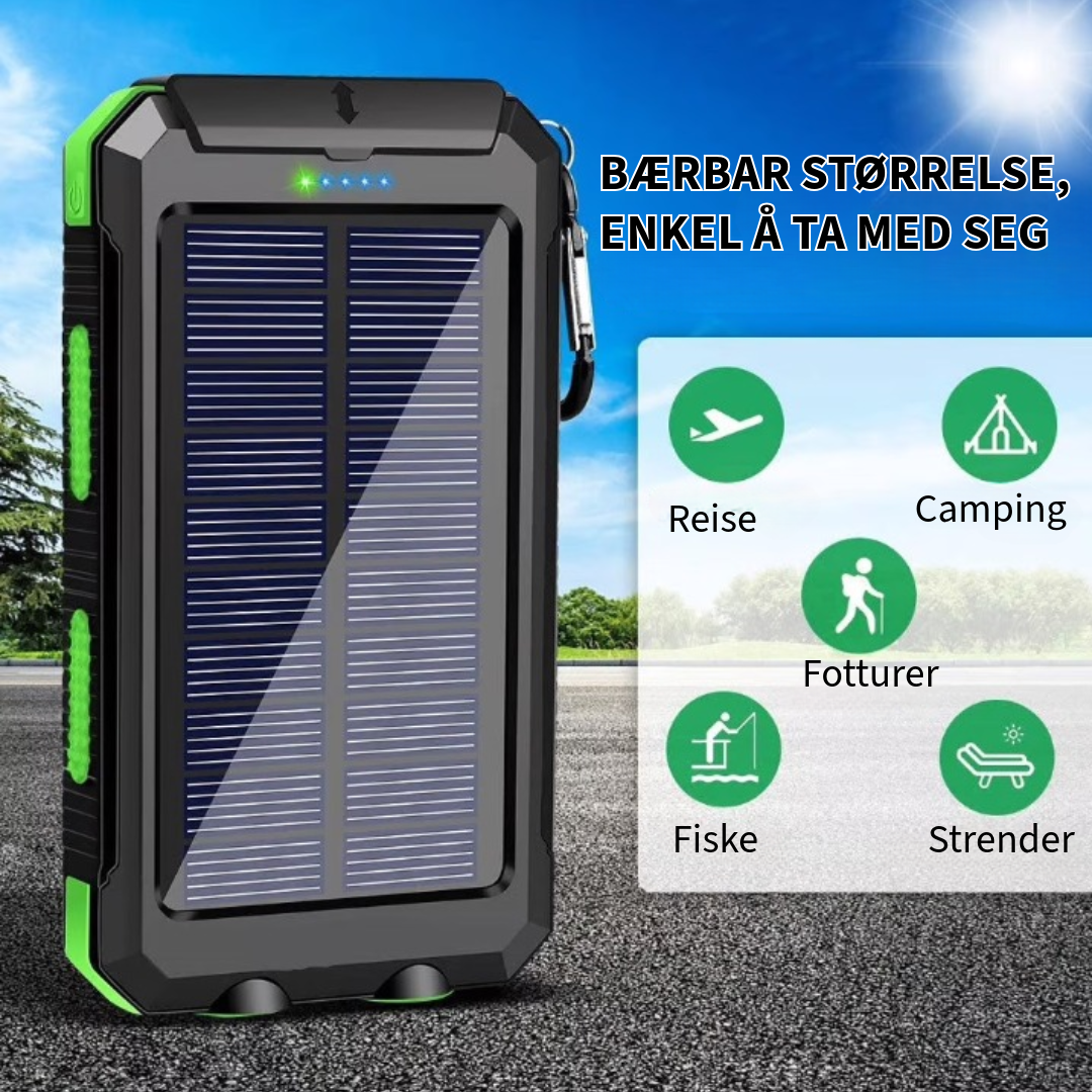 Vannbestandig Powerbank med Solenergi