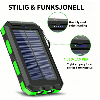 Vannbestandig Powerbank med Solenergi