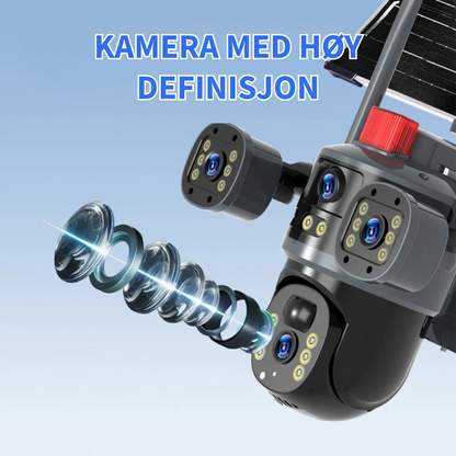 Domekamera med Trippelobjektiv og Solenergi