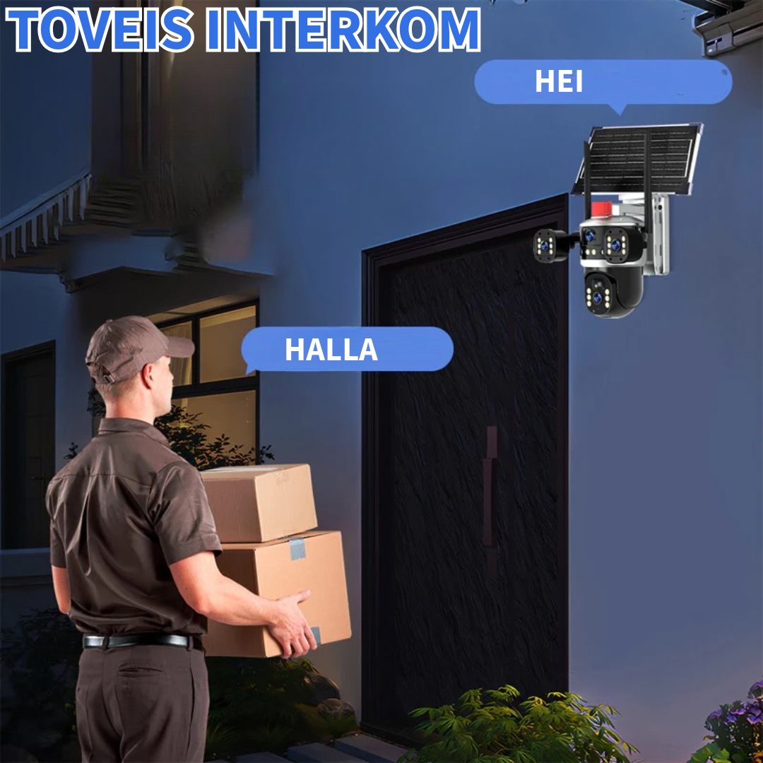 Domekamera med Trippelobjektiv og Solenergi